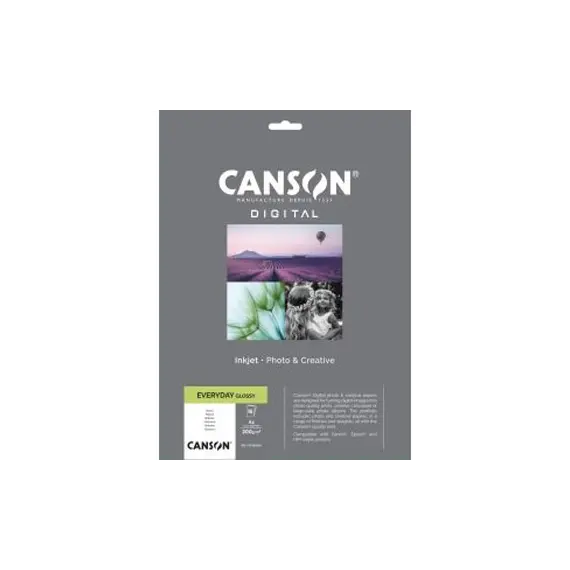 Papel A4 200g Foto InkJet Canson Everyday Glossy 15 Folhas