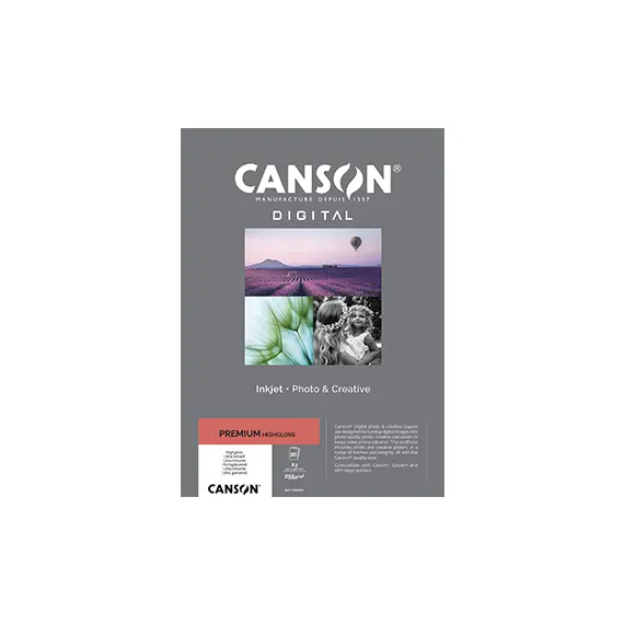Papel 255gr A3 Foto Canson Premium Highgloss 20 Folhas