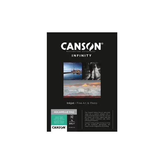 Papel A4 310g Canson Infinity Aquarelle Rag 100% 25Fls