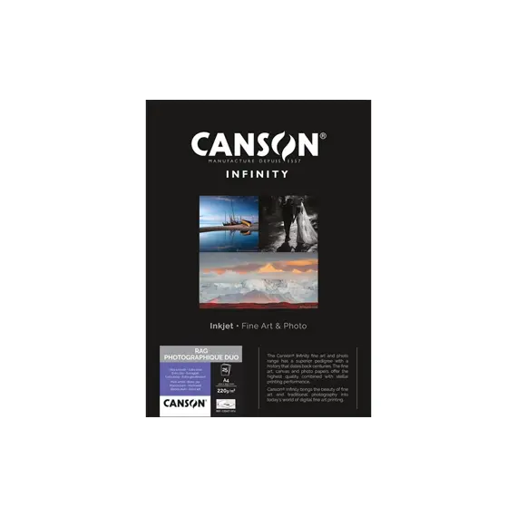 Papel A4 220g Canson Infinity Rag Photograph Duo 100% 10Fls