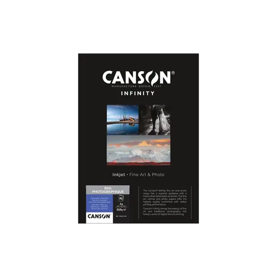 Papel A4 310g Canson Infinity Rag Photograph 100% 10Fls
