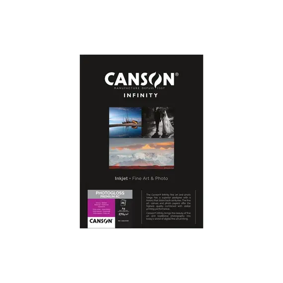 Papel A4 270g Canson Infinity Photo Gloss Premium RC 25Fls
