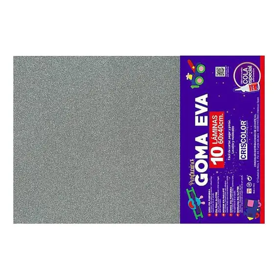 Placa de Goma EVA 40x60cm Prata Glitter 1un