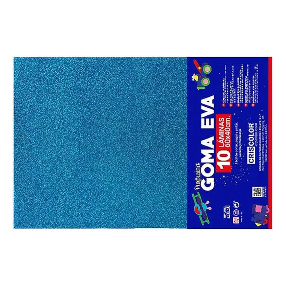 Placa de Goma EVA 40x60cm Azul Glitter 1un