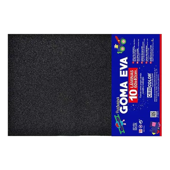 Placa de Goma EVA 40x60cm Preto Glitter 1un