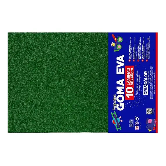 Placa de Goma EVA 40x60cm Verde Escuro Glitter 1un