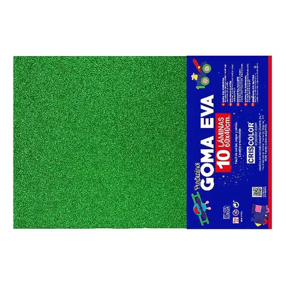 Placa de Goma EVA 40x60cm Verde Glitter 1un