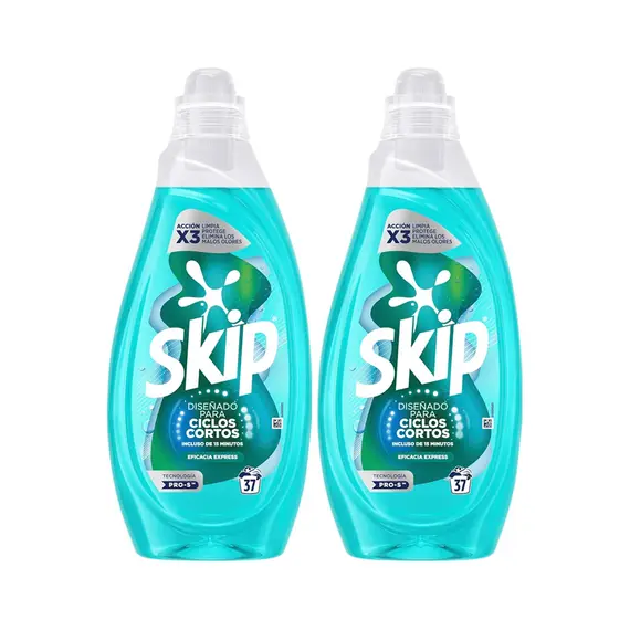 Detergente Líquido Máquina Roupa Skip Ciclos Curtos 2x480ml