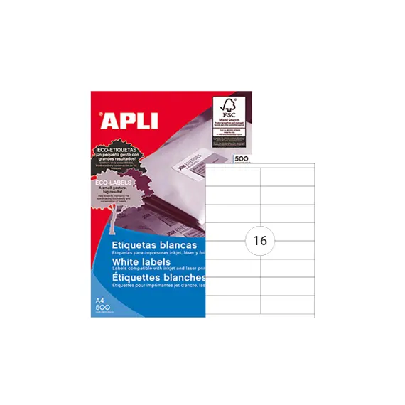 Etiquetas 105x035mm 500Fls A4 Apli 8000un