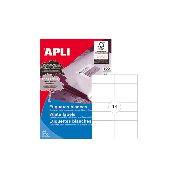 Etiquetas 105x042,4mm 500Fls A4 Apli 7000un