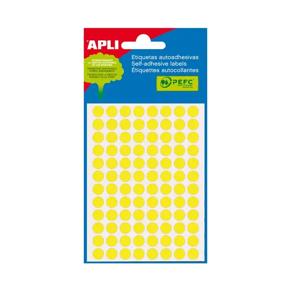 Etiquetas Redondas 08mm Amarelo Fluorescente Apli 288un