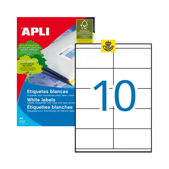 Etiquetas 105x057mm 100Fls A4 Apli 1000un