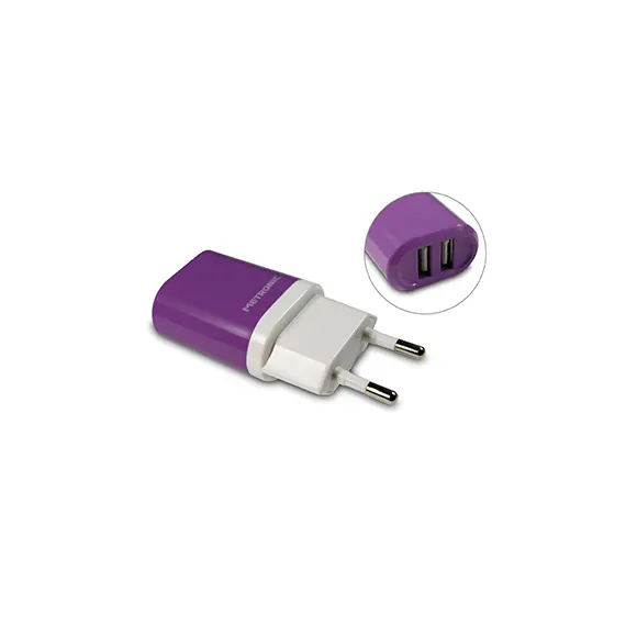 Carregador USB-A 2 Portas 230VAC/5VDC 2A 10W Lilás