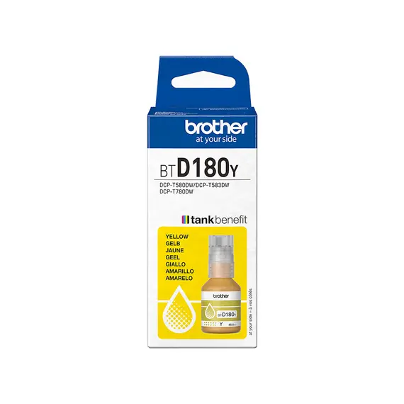 Tinteiro Brother BTD180Y Amarelo - Alta Capacidade para Impressoras Brother | BluePixel.pt